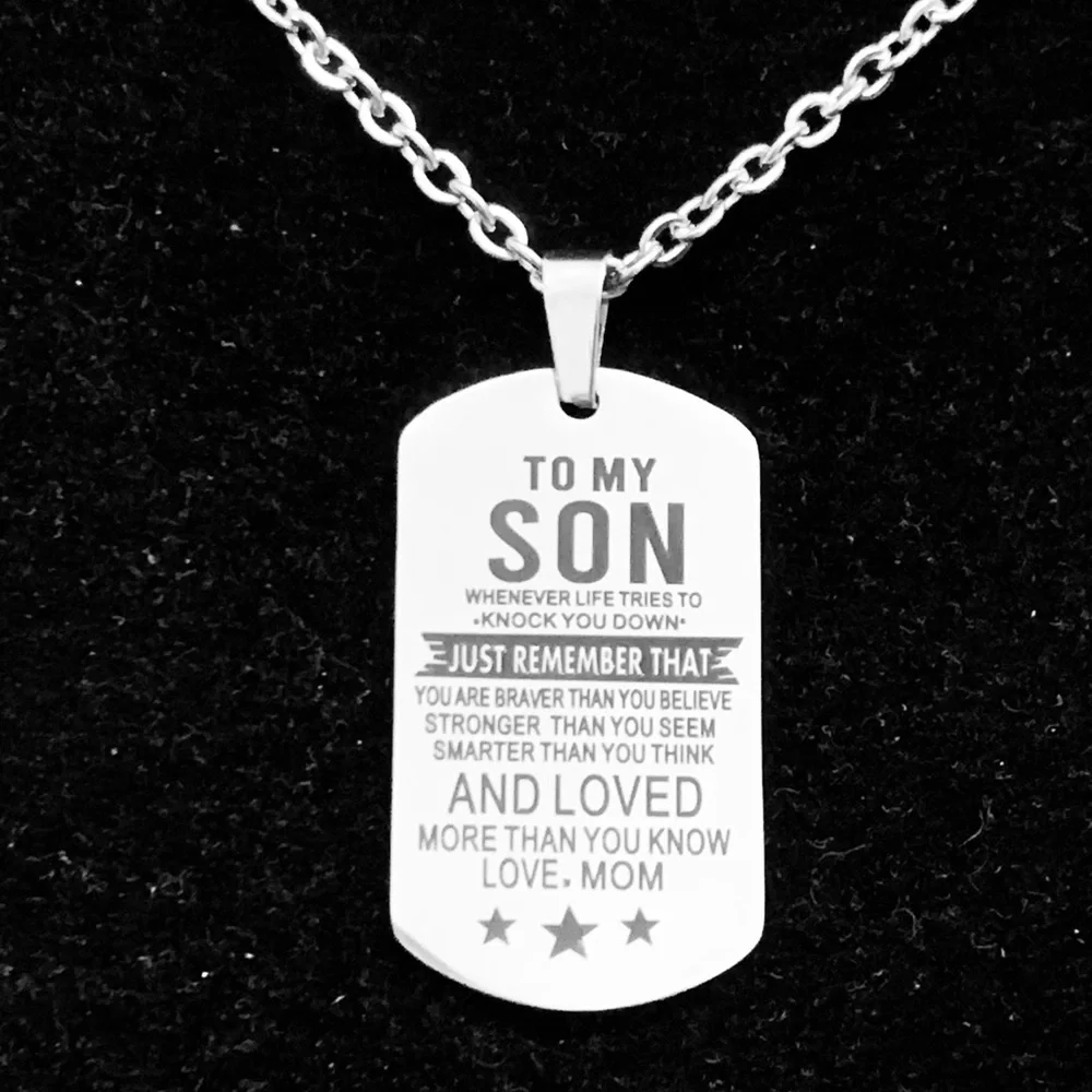 To My Son” from mom Sentimental military dog tag necklace